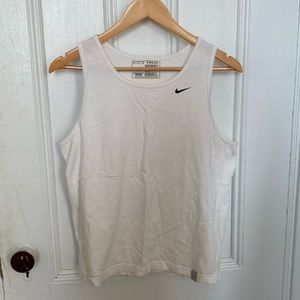 Men’s Vintage Nike White Cotton Workout Tank Medium